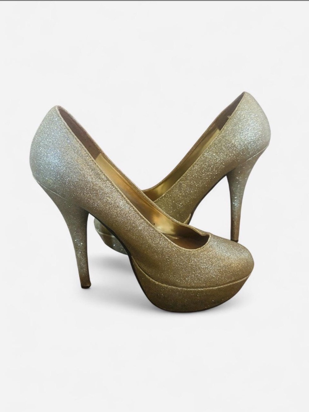 Bonnibel Pumps Gold Sparkle - 5" Stiletto Heel 1.25” Platform Shoes Heels - 7